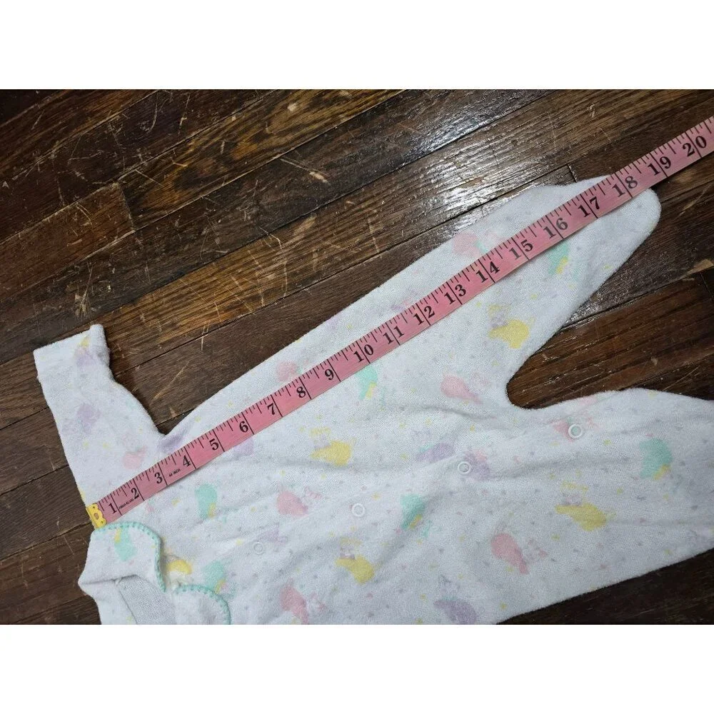 Vintage 80s Pastel Kitty Cat Terry Cloth One Piece Baby Outfit